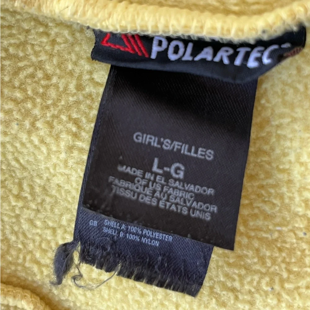 The North Face Denali Girls L Yellow Gray Polartec Fleece Full Zip Jacket